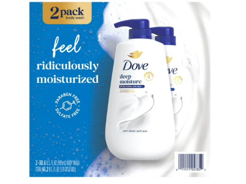 Dove Deep Moisture Body Wash, 30.6 fl oz/905 mL, Pack Of 2