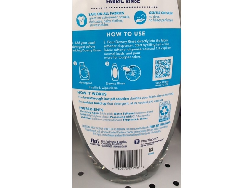 Downy Fabric Rinse Out Odor, Ocean Mist, 36.7 fl oz/1.08 L