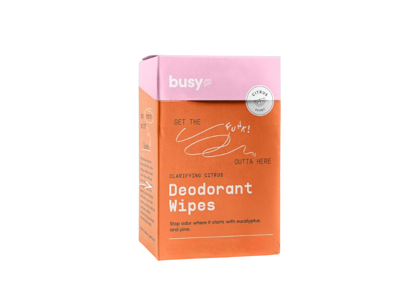 Busy Co Clarifying Citrus Deodorant Wipes, Citrus Scent, 2.5 oz, 6 Count