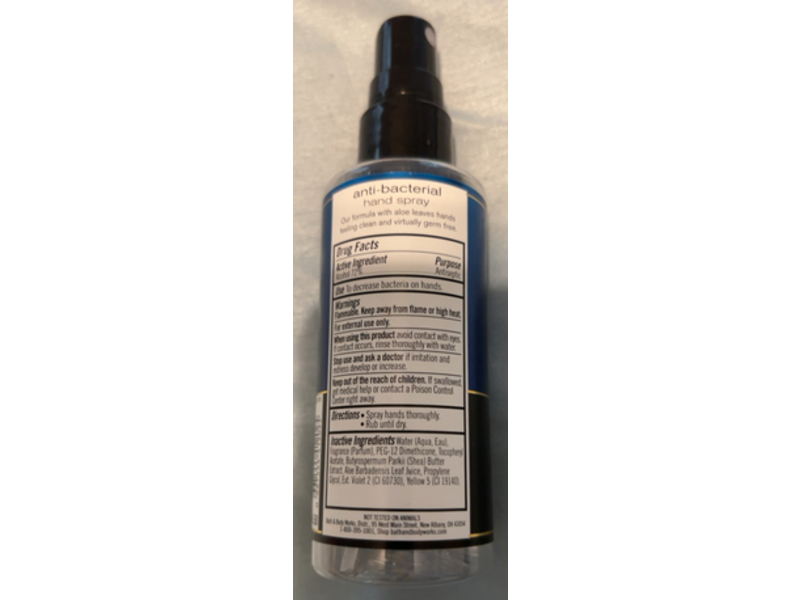 Bath & Body Works Anti - Bacterial Hand Spray, Ocean, 3 fl oz/88 mL, Pack Of 2