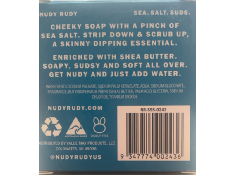 Nudy Rudy Sea Salt Suds Soap, 4.2 oz/120 g
