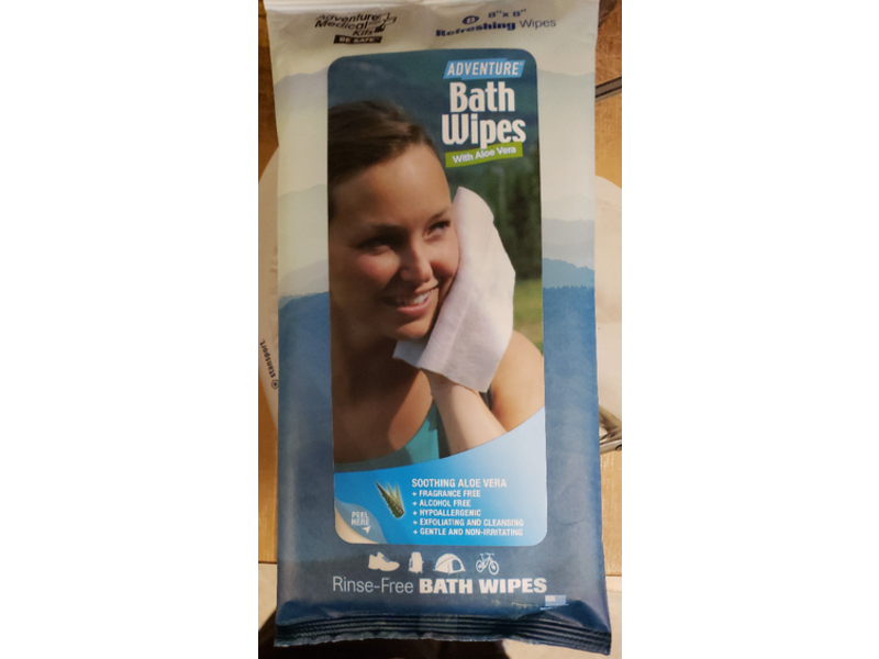 Adventure Bath Wipes, Aloe Vera, 8 Count