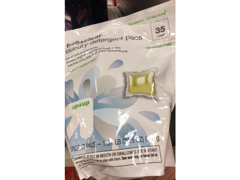 Up & Up Laundry Detergent Pacs, Free + Clear, 24.3 oz/689 g, 35 Count