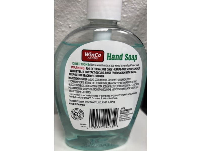 Winco Foods Hand Soap, Cucumber & Melon, 7.5 fl oz/222 mL