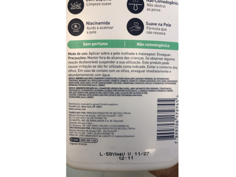 CeraVe Facial Cleanser, Normal To Oily Skin, 16 oz/454 g