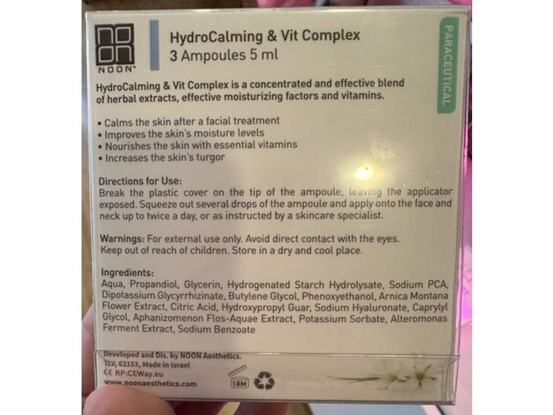 Noon Aesthetics Hydro Calming & Vit Complex Ampoules, 5 mL, 3 Count
