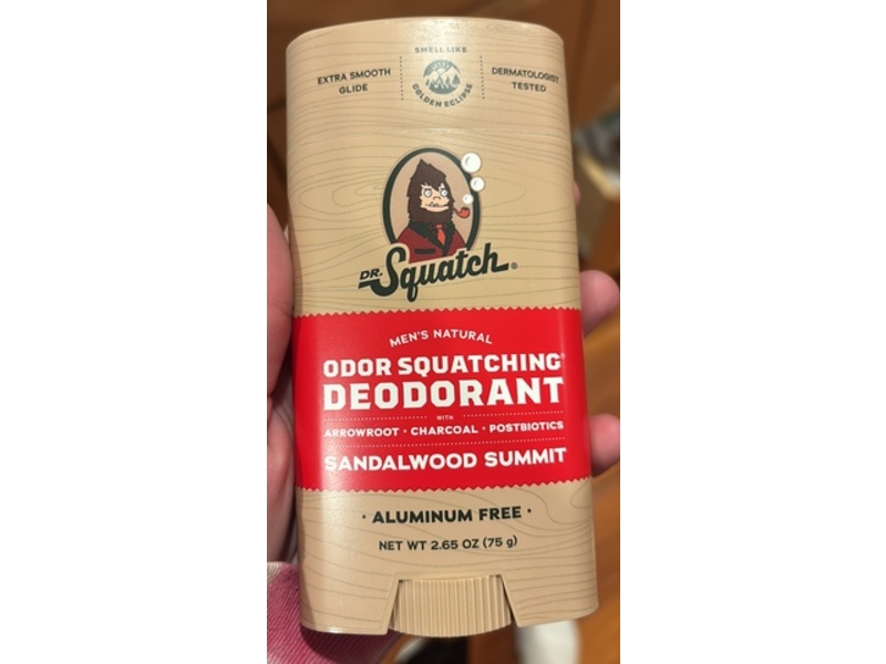 Dr. Squatch Odor Squatching Deodorant, Sandalwood Summit, 2.65 oz/75 g