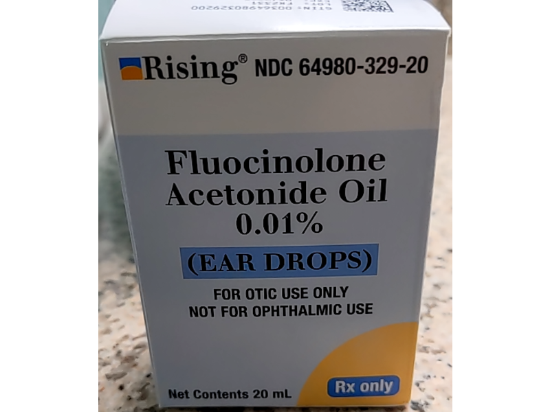 Fluocinolone Acetonide Oil Ear Drops, 0.01%, 20 mL, Rising Pharmaceuticals (RX)