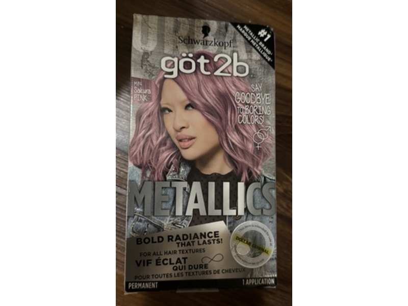 Schwarzkopf Got2b Metallics Permanent Hair Color, M84 Sakura Pink, 1 Application