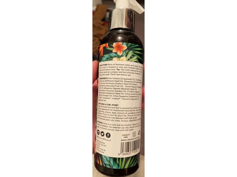 Flora & Curl African Citrus Bloom Superfruit Hair Oil, Protect Me, 6.8 fl oz/200 mL