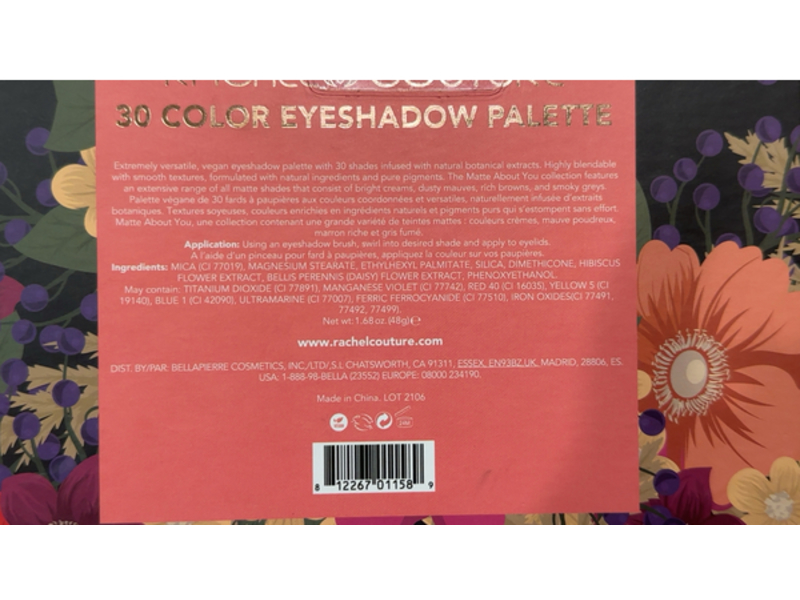 Rachel Couture Eyeshadow Palette, Matte About You, 1.68 oz/48 g