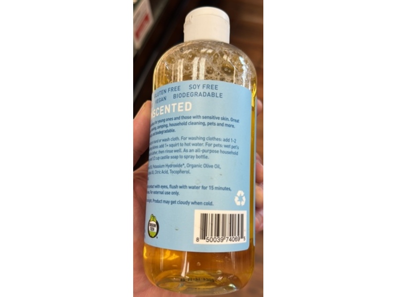 Mother's Castile Unscented All Purpose Soap, 16 fl oz/473 mL