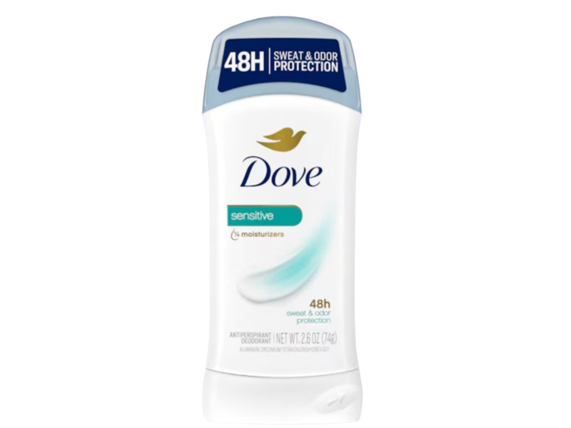Dove Sweat & Odor Protection Antiperspirant Deodorant, Sensitive Skin, 2.6 oz/74 g, Pack Of 6