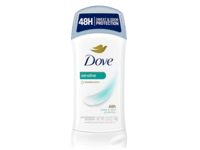 Dove Sweat & Odor Protection Antiperspirant Deodorant, Sensitive Skin, 2.6 oz/74 g, Pack Of 6