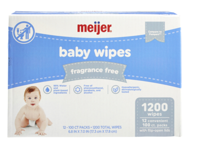 Meijer Baby Wipes, Fragrance Free, 1200 Wipes