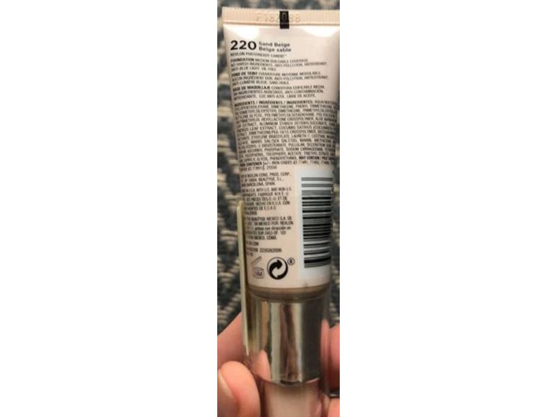 Revlon PhotoReady Candid Natural Finish Anti-Pollution Foundation, 220 Sand Beige, 0.75 oz/22 mL