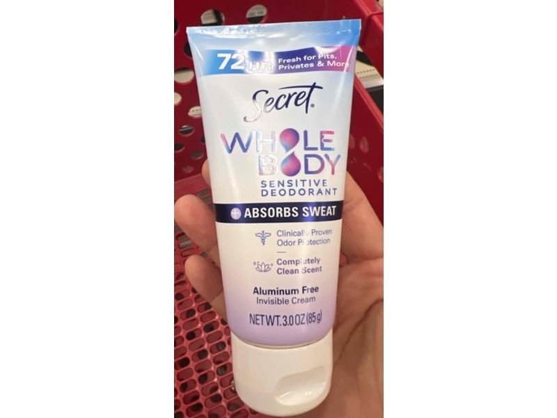 Secret Whole Body Sensitive Deodorant, Completely Clean Scent, 3.0 oz/85 g