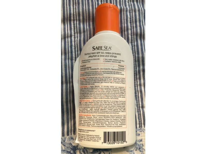 Safe Sea Sunscreen & Jellyfish Sting Protective Lotion, SPF 50, 4 fl oz/118 mL, Pack Of 3