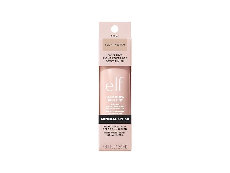 e.l.f. Cosmetics Halo Glow Skin Tint Sunscreen, SPF 50, 4 Light Neutral, 1 fl oz/30 mL