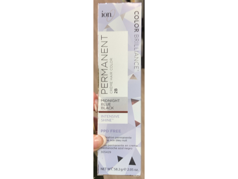 Ion Permanent Creme Hair Color, 2B Midnight Blue Black, 2.05 oz/58.2 g