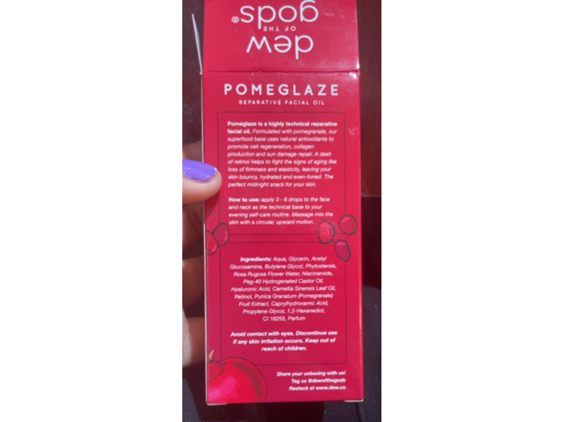 Dew Of The Gods Reparative Facial Oil, Pomeglaze, 1.01 fl oz/30 mL