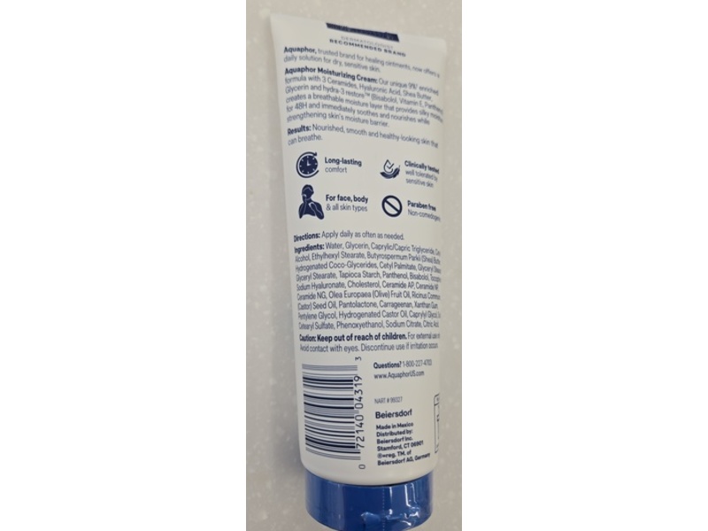Aquaphor Moisturizing Cream, Dry Sensitive Skin, 8 oz/226 g