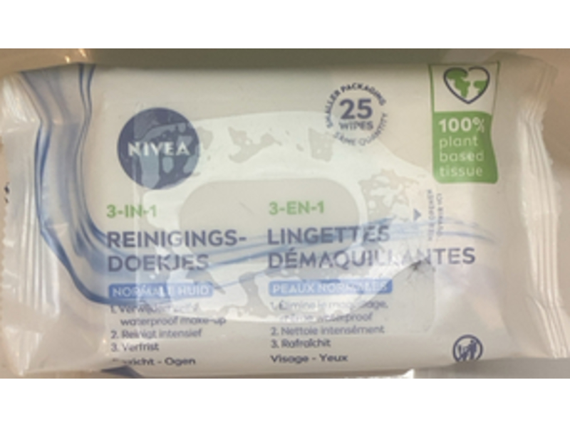 Nivea 3 In 1 Reingsdoekjes Cleansing Wipes, 25 Count
