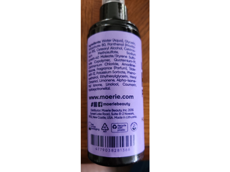Moerie Ultimate Hair Protection Spray, Provitamin B5, 3.38 fl oz/100 mL