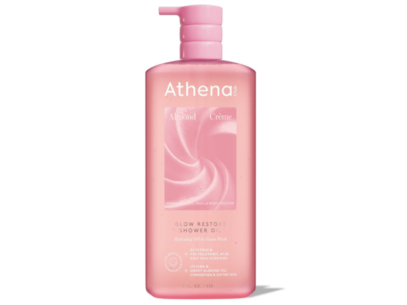 Athena Club Glow Restore Shower Oil, Almond Cream, 18 fl oz/532 mL