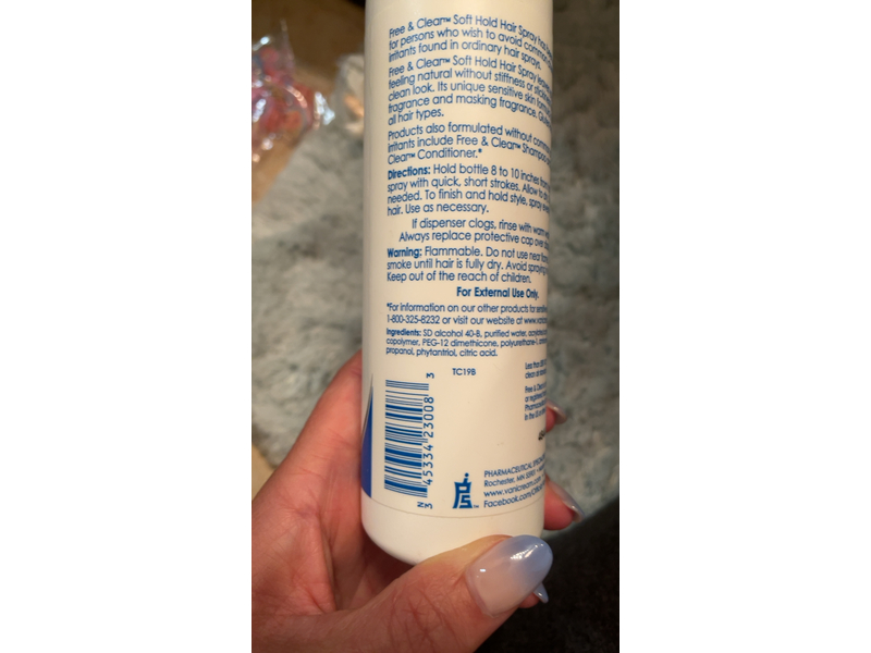 Free & Clear Hairspray Soft Hold, 8 fl oz (237 mL)