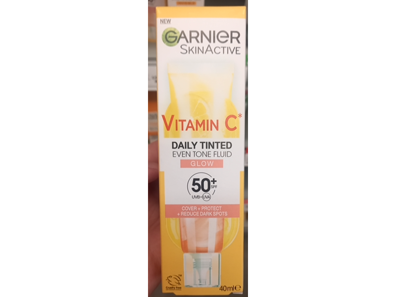 Garnier Daily Tinted Glow Even Tone Fluid, Vitamin C, SPF 50+, 40 mL