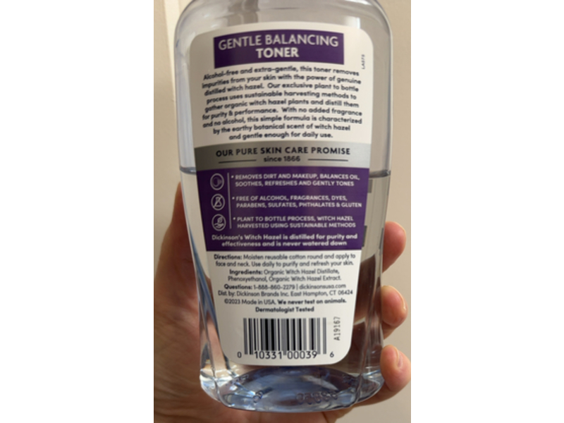 Dickinson's Original Witch Hazel Gentle Balancing Toner, 16 fl oz/473 mL