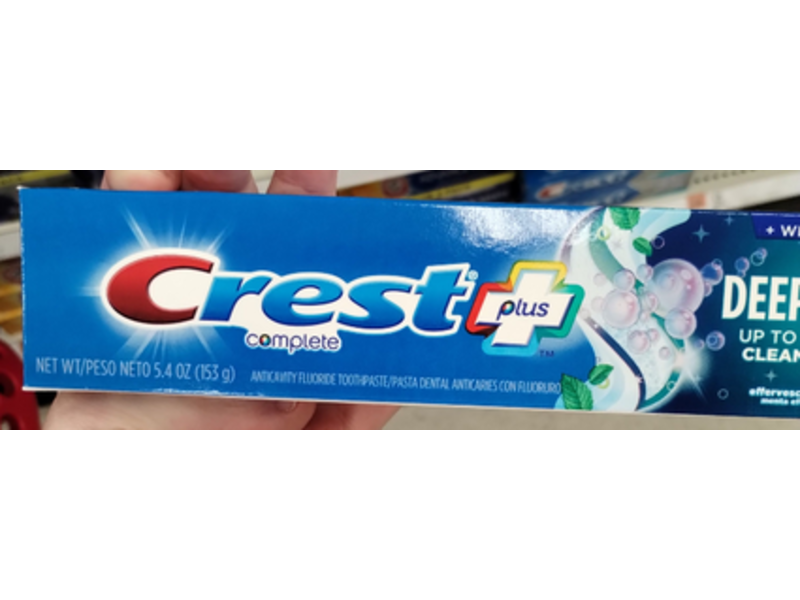 Crest Complete Whitening + Deep Clean Toothpaste, Effervescent Mint, 5.4 oz/153 g, Pack Of 2