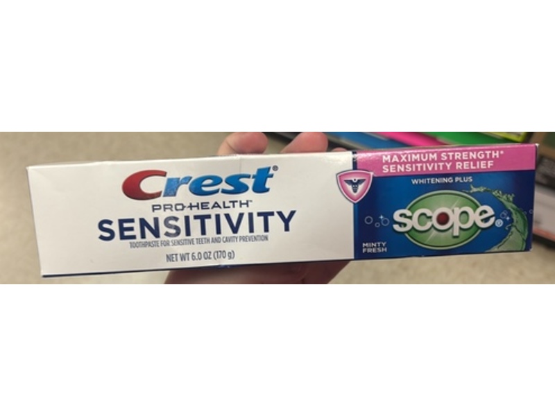 Crest Pro Health Scope Sensitivity Toothpaste, Minty Fresh, 6 oz/170 g, Pack Of 2