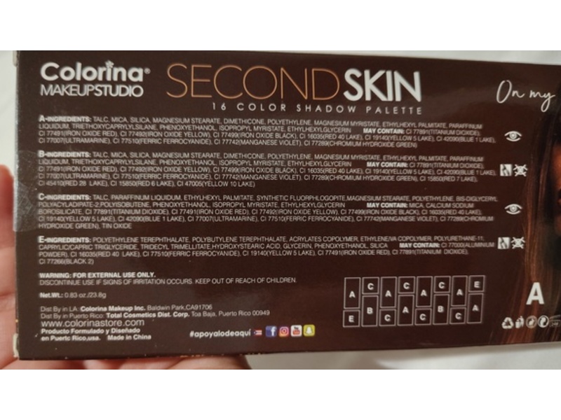 Colorina Makeup Studio Second Skin Shadow Palette, 16 Color, On My Skin, 0.83 oz/23.8 g
