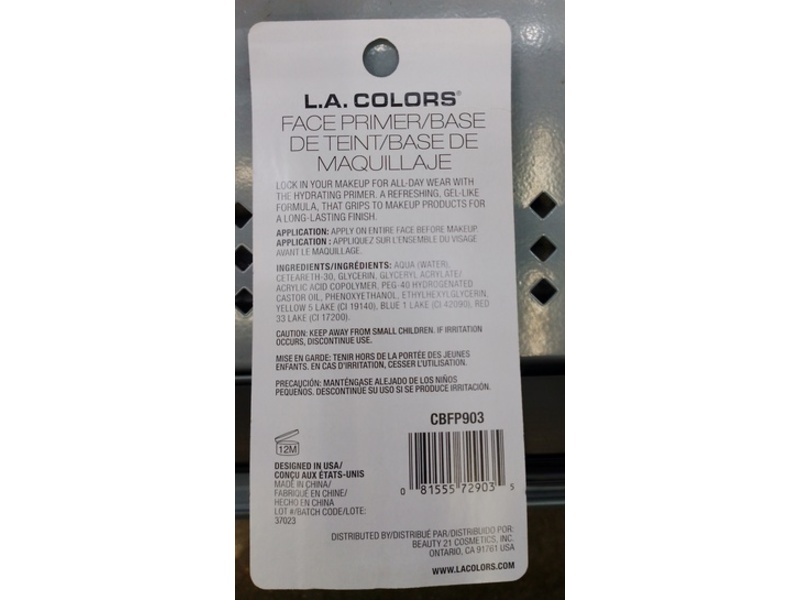 L.A. Colors Total Grip Primer, Clear, 0.50 fl oz/15 mL