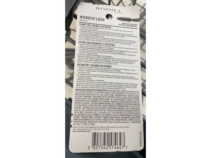 Rimmel London Wonderful Wonder' Lash Mascara, 001 Black Noir, 0.37 fl oz/11 ml
