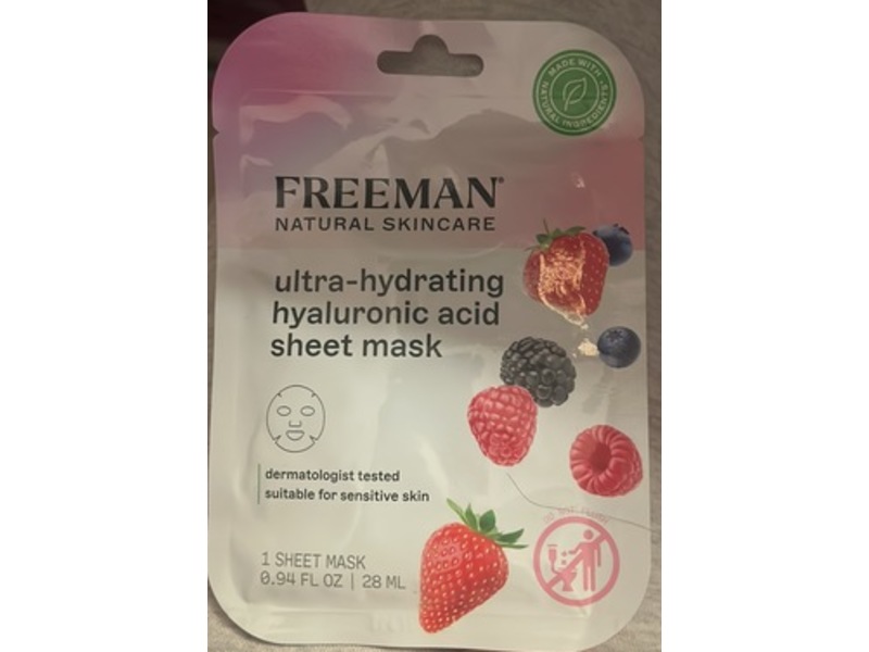Freeman Ultra Hydrating Sheet Mask, Hyaluronic Acid, 0.94 fl oz/28 mL, 1 Count