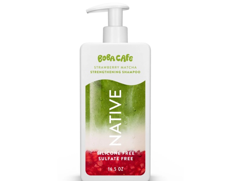 Native Boba Cafe Strengthening Shampoo, Strawberry Matcha, 16.5 fl oz/487 mL
