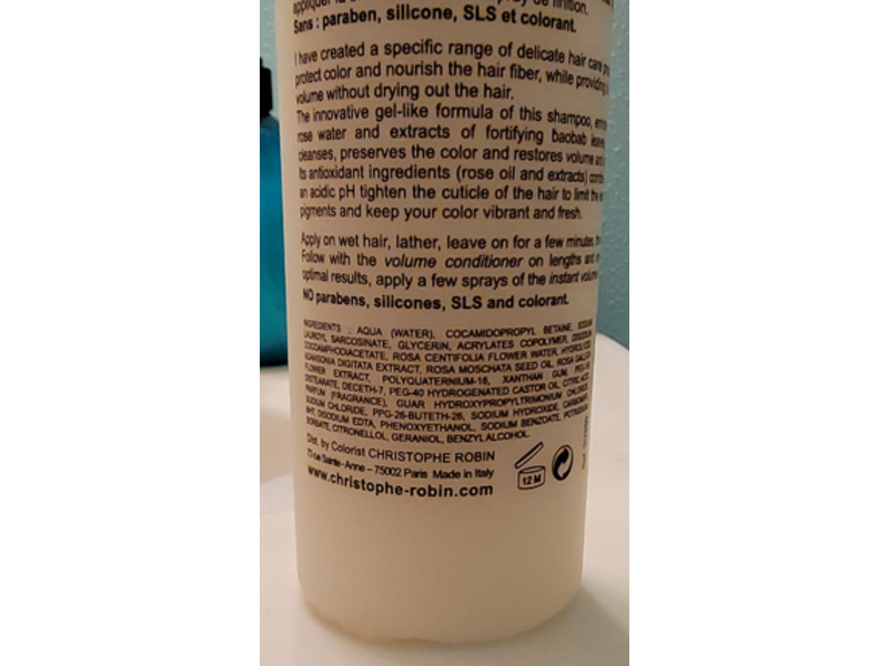 Christophe Robin Delicate Volume Shampoo, With Rose Extract