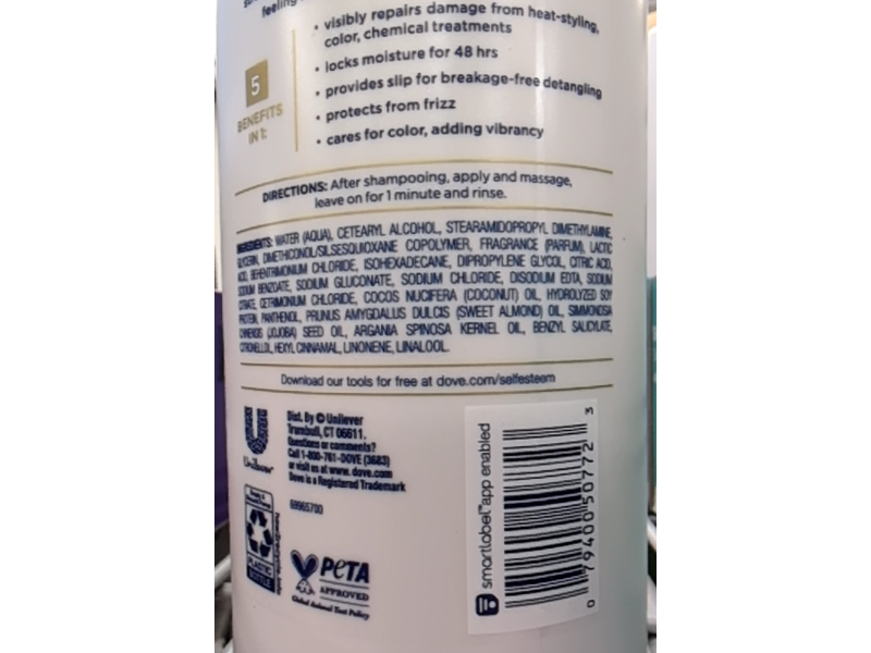 Dove Nourish & Restore 5-In-1 Conditioner, Vitamin B5, 33.8 fl oz/1 L