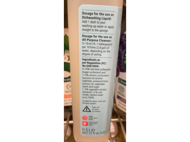 Sonett Dishwashing Liquid, 17 fl oz/0.5 L
