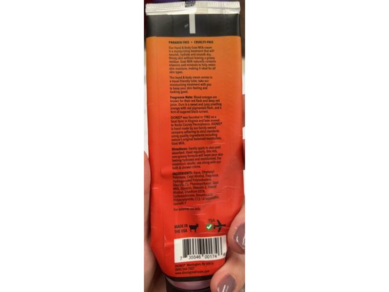 Dionis Hand & Body Goat Milk Cream, Blood Orange, 3.3 oz/93 g