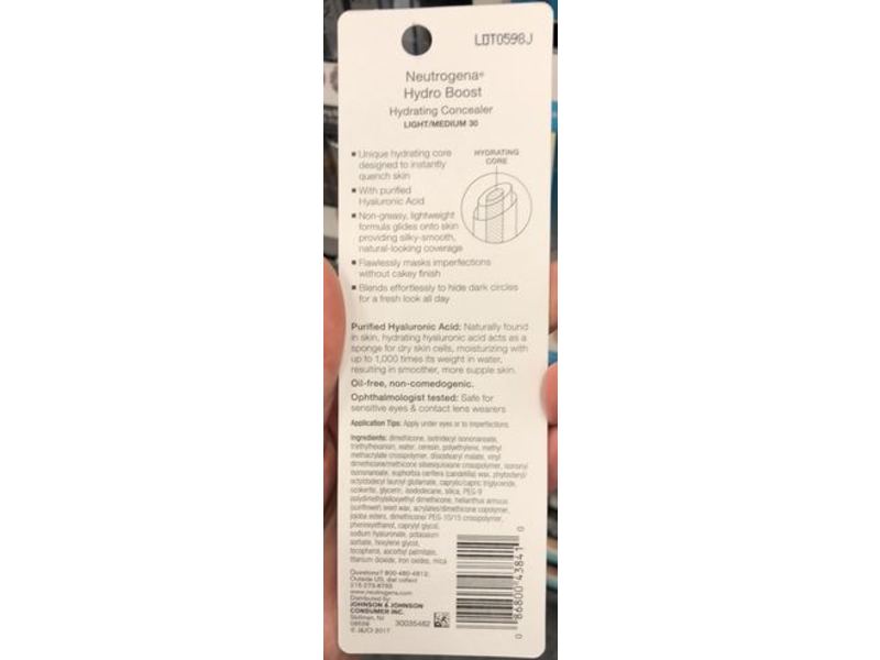 Neutrogena Hydro Boost Hydrating Concealer, Hyaluronic Acid, 30 Light Medium, 0.12 fl oz/3.4 g
