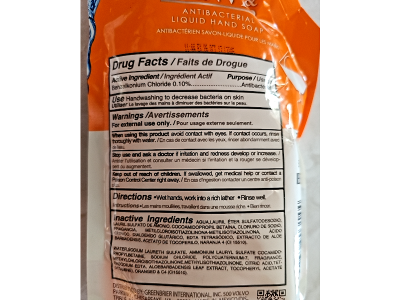 Klar & Danver Antibacterial Liquid Hand Soap, Soft Clean Scent, 21 fl oz/621 mL