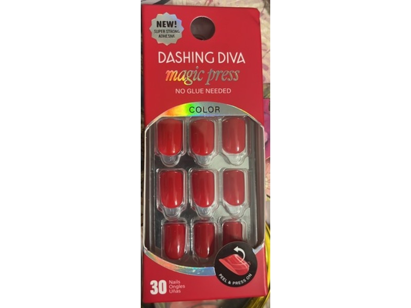 Dashing Diva Magic Press-On Gel Nails, Cherry Popsicle, 30 Count