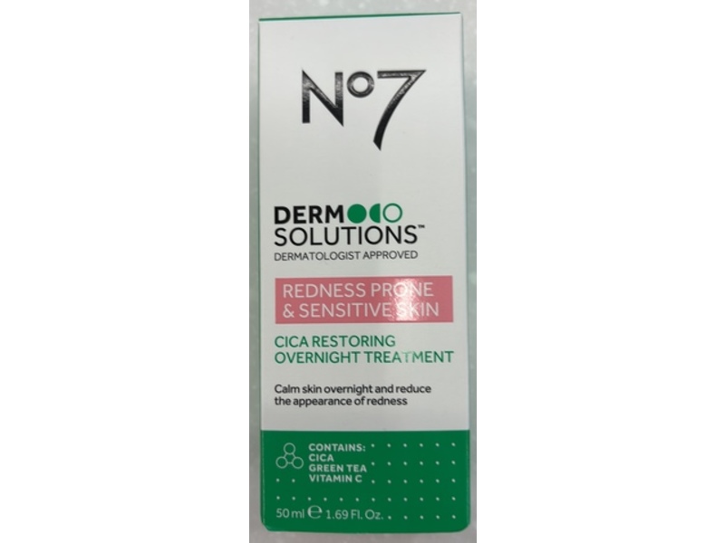 No7 Derm Solutions Cica Restoring Overnight Treatment Cream, 1.69 fl oz/50 mL