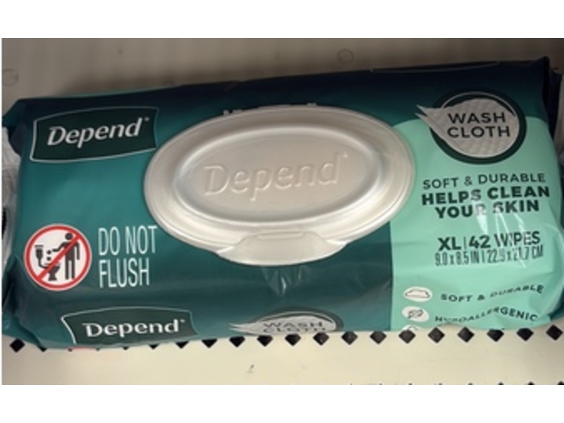 Depend Soft & Durable Wash Cloth, XL, 42 Wipes, Pack Of 8