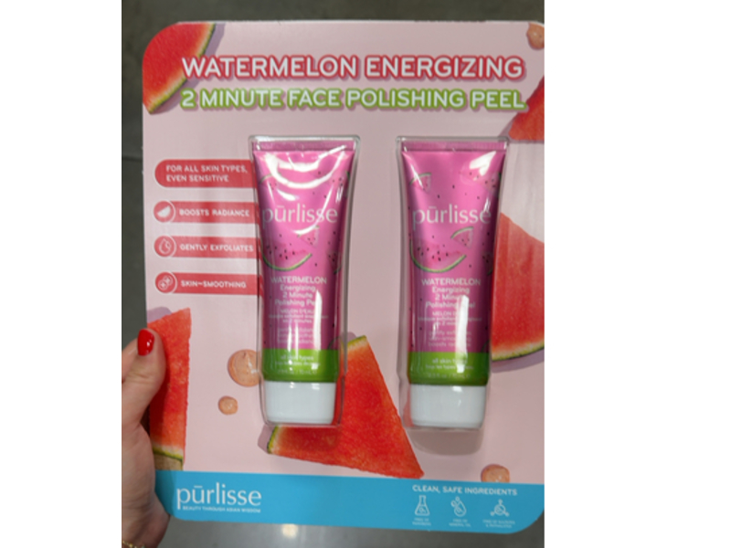 Purlisse Face Polishing Peel, Watermelon Energizing, 2.5 fl oz/70 mL, Pack Of 2