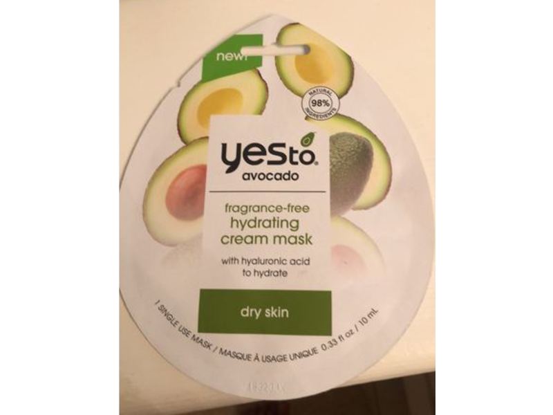 Yes To Avocado Fragrance-Free Hydrating Cream Mask, Dry Skin, 0.33 fl oz/10 mL